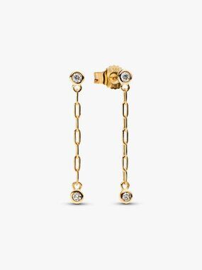 Pandora Era Bezel Lab-Grown Diamond Paperclip Chain Drop Earrings